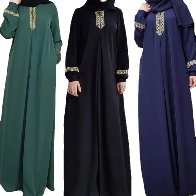 CMX240 Printed Muslim Long Casual Sleeve Dress Plus Size Abaya Jilbab Maxi Dress Muslim Dresses And Abaya