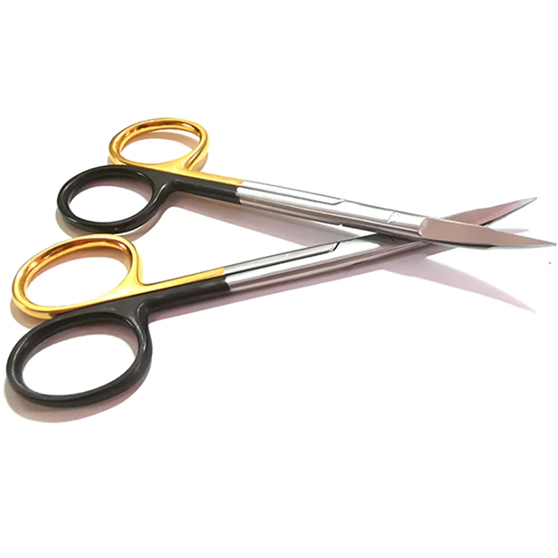 Stainless steel scisssors golden handle goldman fox Curved tungsten Carbide TC Scissor 13cm Dental Surgical Instruments