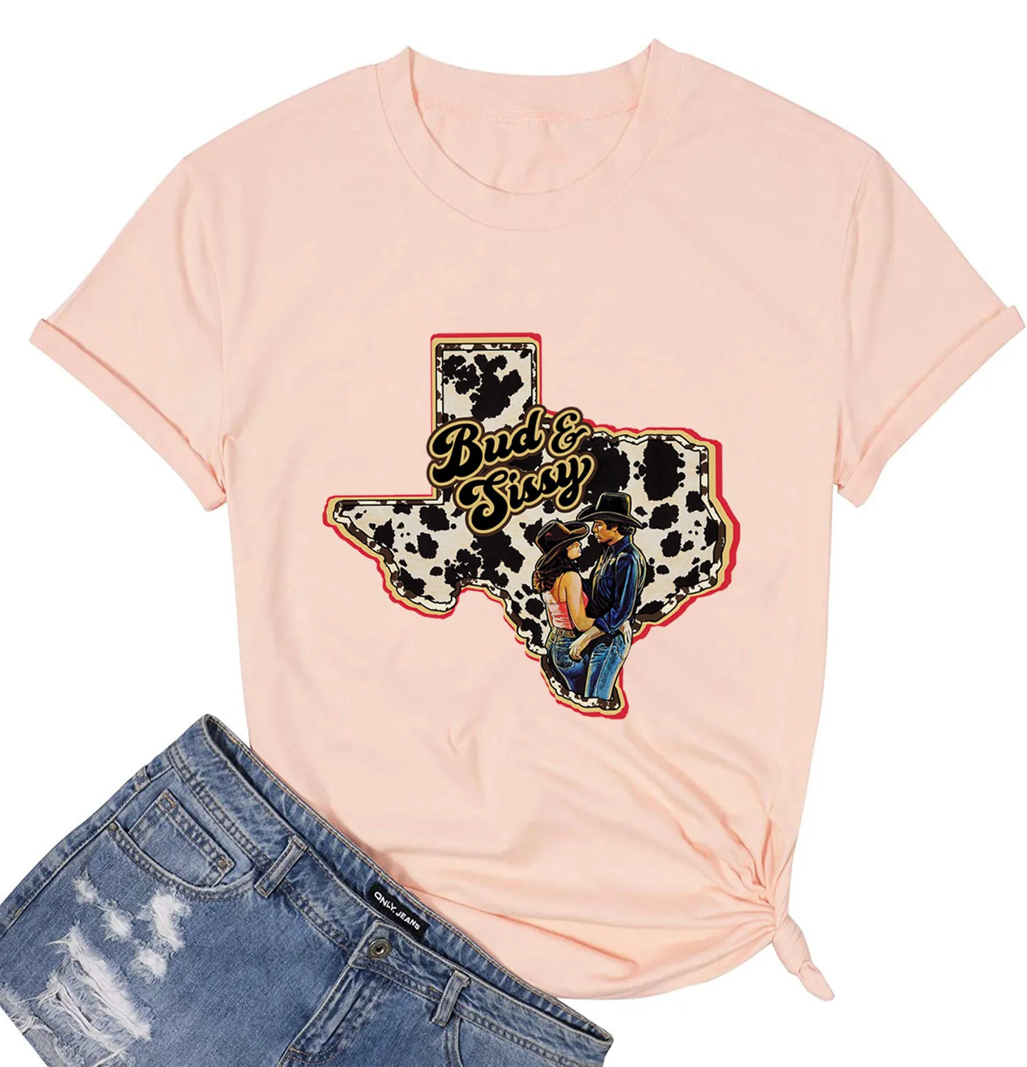 Оптовая продажа, индивидуальная городская ковбойская футболка Ebay Amazon, подарки для женщин, футболка с коротким рукавом и графическим принтом