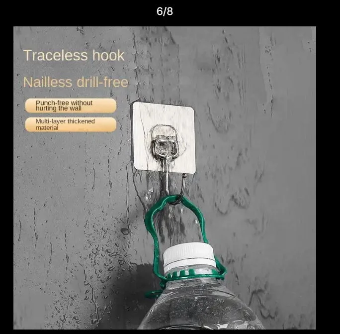 Rustproof And Waterproof Single Strong Adhesive Wall Hook Removable Plastic Adhesive Square Wall Hook