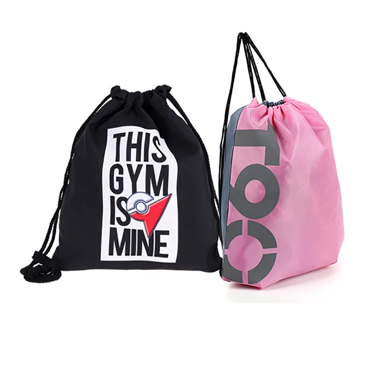 XP-Promos Promotional ecofriendly waterproof small nylon non woven draw string drawstring gym sport shoe swim shopper bag