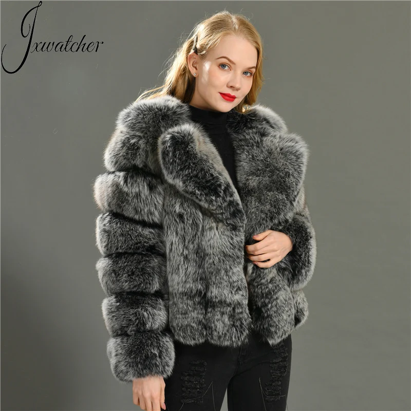 Hot Sale Ladies Winter Real Fur Jacket Women Genuine Natural Fox Fur Coat Striped Luxury Fox Fur Coat Women
