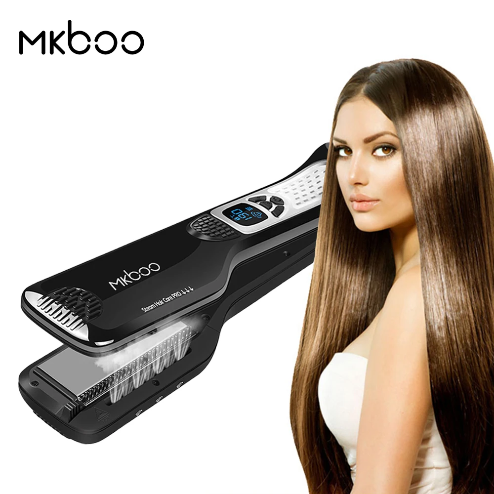 
Mkboo Nano Technology Hair Straightener with Steam Portable Hair Styling Tools Electric Ceramic Ceramic Coating LCD 230°F-450°F 