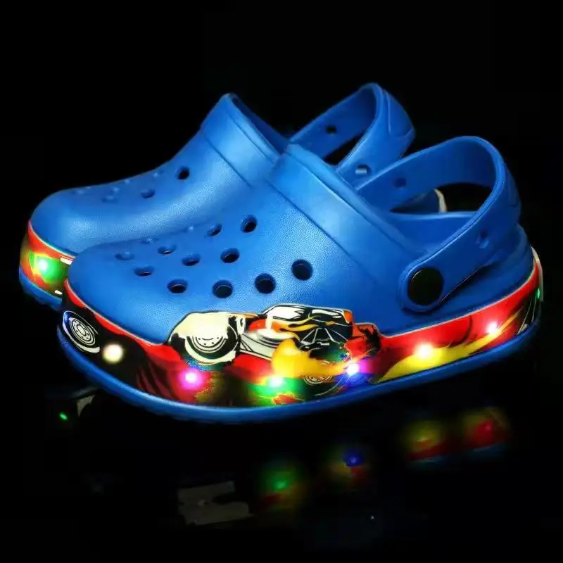 factory hot sell led light EVA garden shoes croc platform shoes for kids