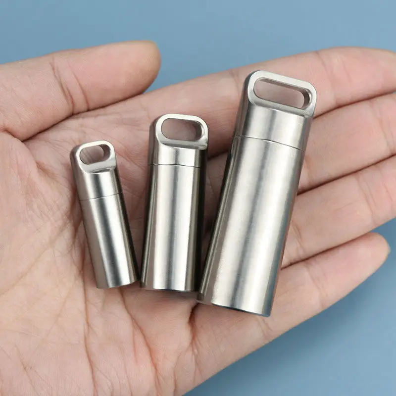 OEM Wholesale Waterproof Titanium Pill Case Sealed Capsule Container