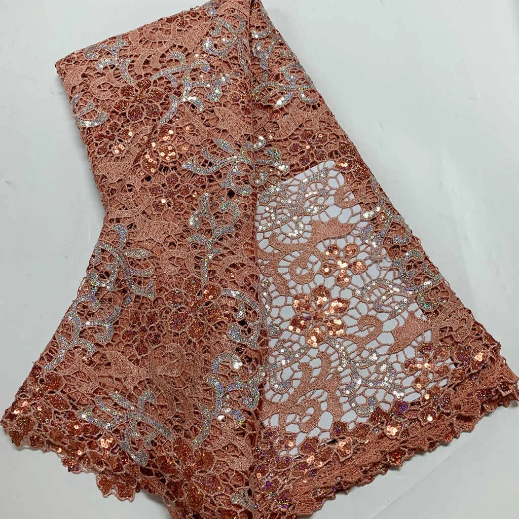 OK4017   Guipure Cord Lace Fabric 2024 High Quality Pure Color African Guipure Cord Lace for Sewing Luxury Evening Party Dresses