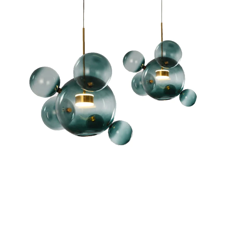 LED Nordic Iron Glass Gradual Blue Mickey LED Lamp LED Light Pendant Lights Pendant Lamp Pendant light for Dining Room Foyer