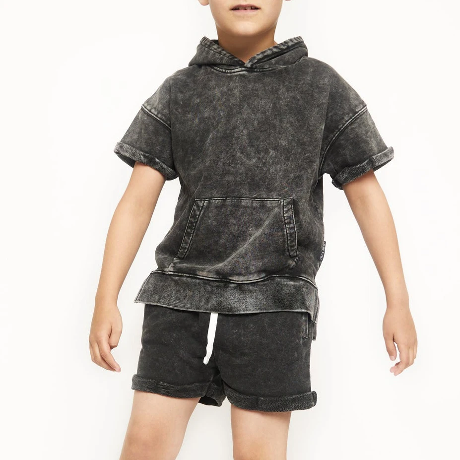 Custom OEM kids Sportswear Soft bamboo Cotton Baby Girls Hoodie Tops Pants Outfits Letter Spring Fall Casual short sleeve hoodie