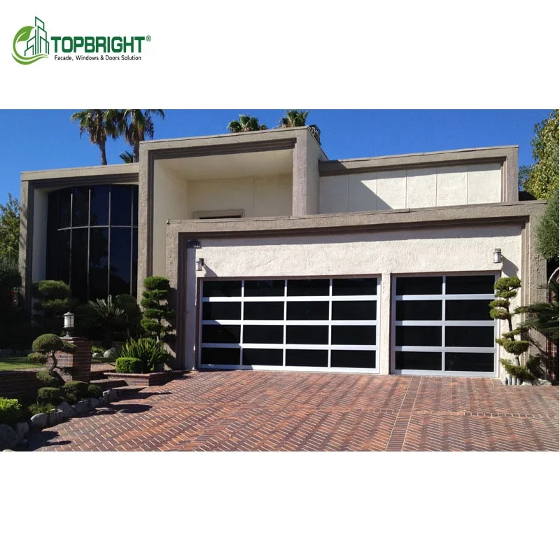 Topbright custom electric frosted insulated glass double aluminium garage door automatic open