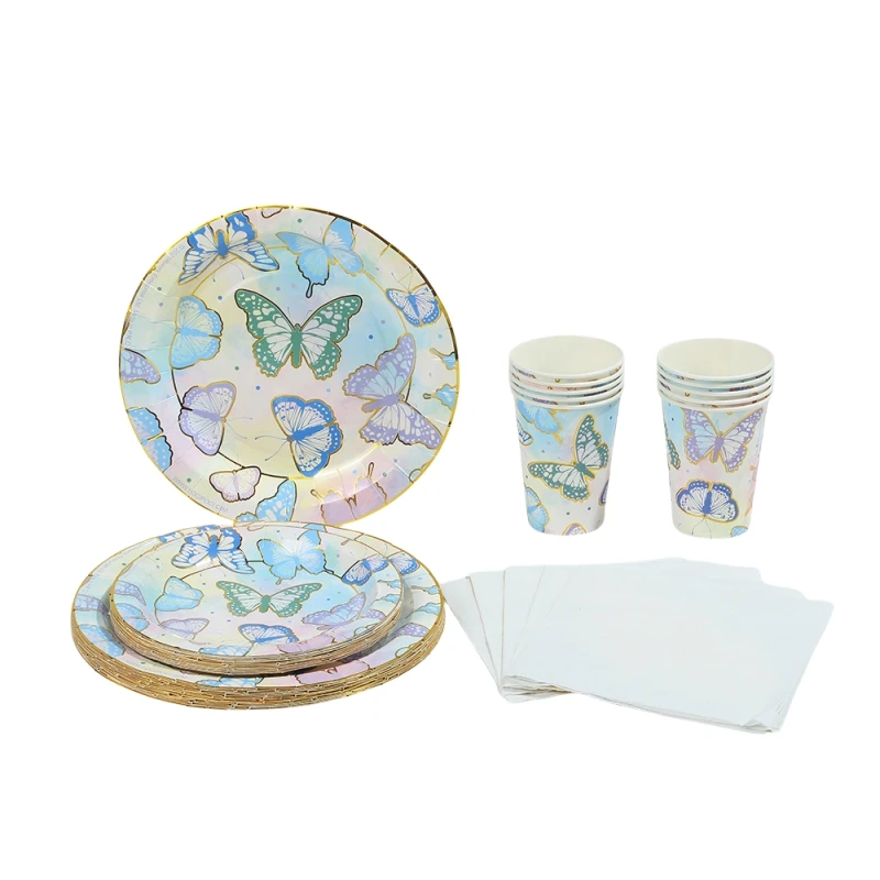 Wholesale Butterfly Theme Birthday Party Supplies Mori Party Supplies With Plates Napkin Cups For Birthday Decoration Items