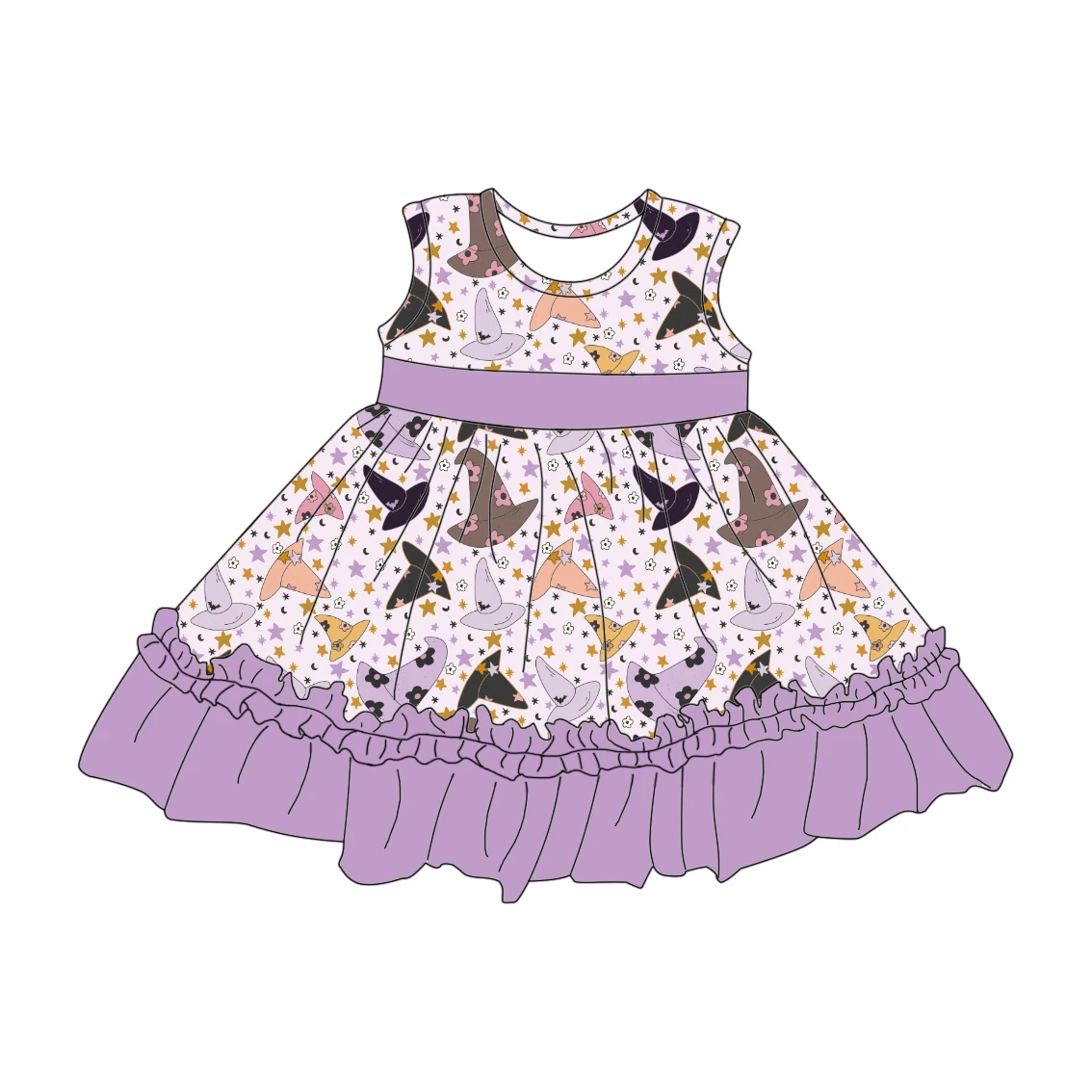 2023 Summer Kids Dress Girl Sleeveless Dress Round Neck Princess Dress Print Cartoon 3D Straight Knitting Children Girls Support