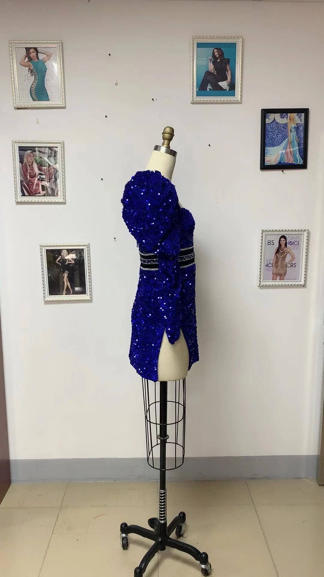 Top Quality Long Sleeve Celebrity Evening Shining Sequins Bodycon Party Dress