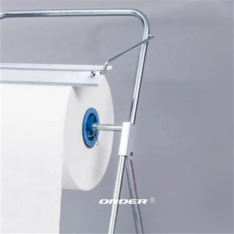 Mobile Industrial Floor Stand Paper Roll Holder clean rags cleaning wipers jumbo roll dispensers