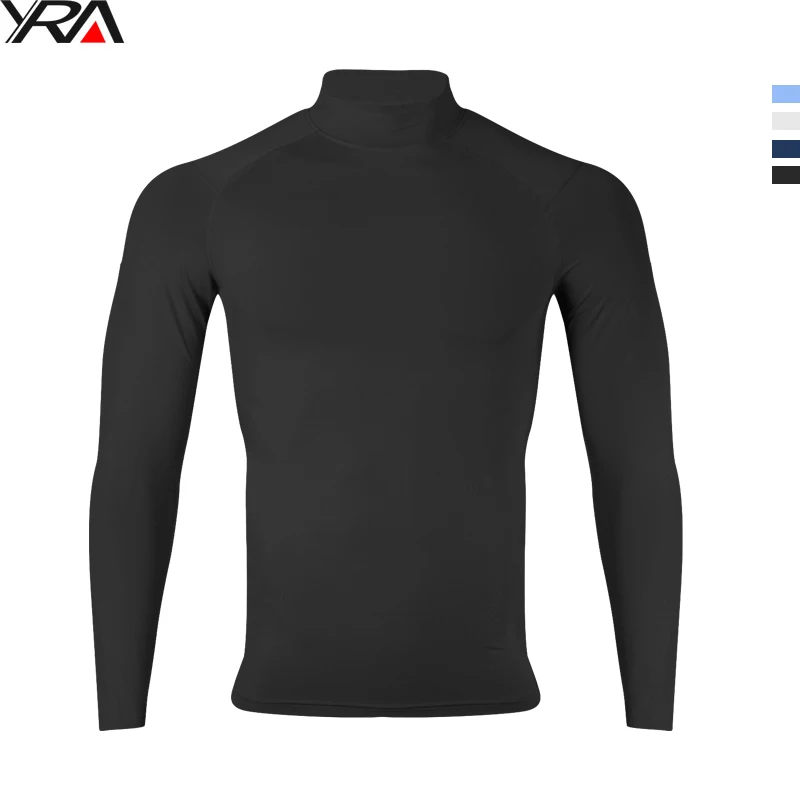 2023 men slim fit gym t-shirt for men Turtleneck fitness training running sports long sleeves t shirt wholesale custom logo