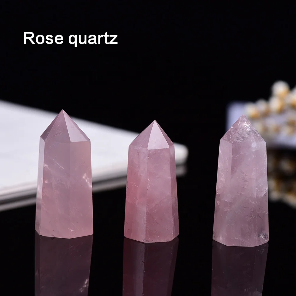 
Wholesale Various Natural Gemstone Healing Stones Clear Rose Quartz amethyst small Crystal Wand tiny Point for home decor 
