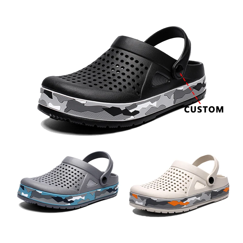 Wholesale Mens Shoes Customized Logo Breathable Eva Beach Sandals Summer Garden Clogs Shoes zapatillas Men Slippers Sandals Clog