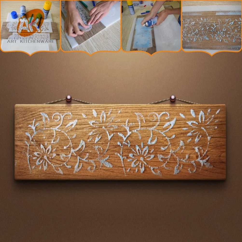 AK 3pcs Flower Cake Lace Stencils Set Custom Royal Icing Airbrush Craft stencil Plastic Drawing Template ST-824