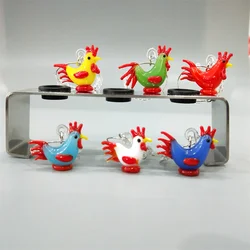 colorful handmade glass cock glass animal charm