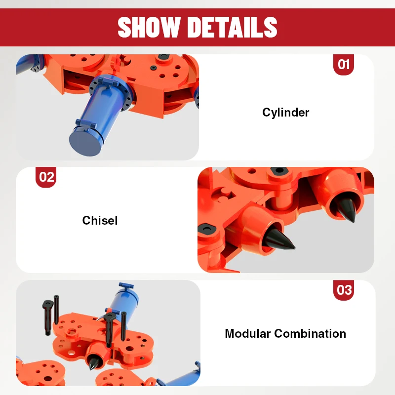 Multifunctional round pile breaker with unique and user friendly modular design capable of breaking piles from 1650-1800mm