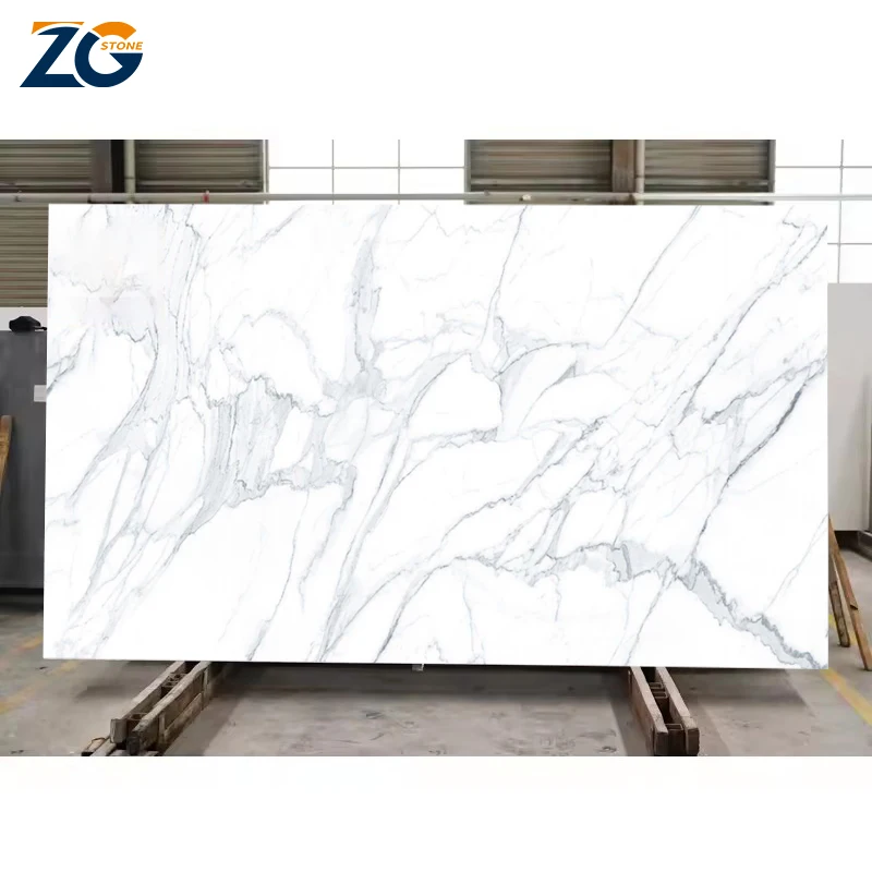 ZGSTONE Carrara White Luxurious Interior Decoration White Marble Floor Tile White Stairs Marble Slabs Bathroom Tile