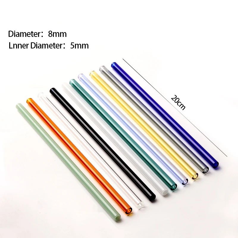 Heat-Resistant Creative Colorful Juice Straw ColorfulGlass Straw Transparent Glass Tube Lip-Protecting Straw