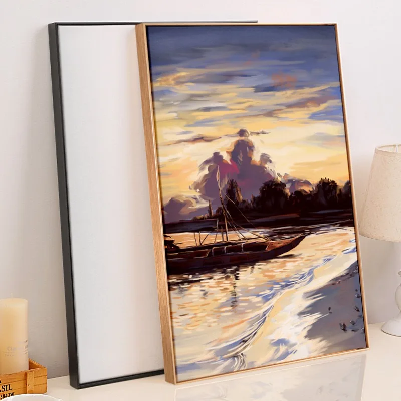 20x20 30x30 30x40 50x70 Black gold  brushed Aluminium Alloy Oil Painting Border Strip Narrow L-Shaped Metal Photo Frame