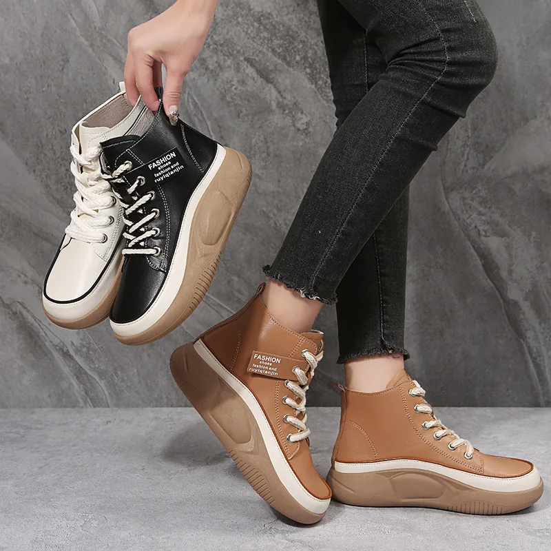 Custom Logo Thick Sole Lace-Up Martin Boots 2023 Comfortable Casual Outdoor Cffice Shoes For Women Designer Boots