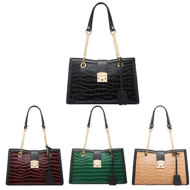 2022 YW wholesale high quality new fashion crocodile pattern handbag ladies handbags 2021 pu leather shoulder bag