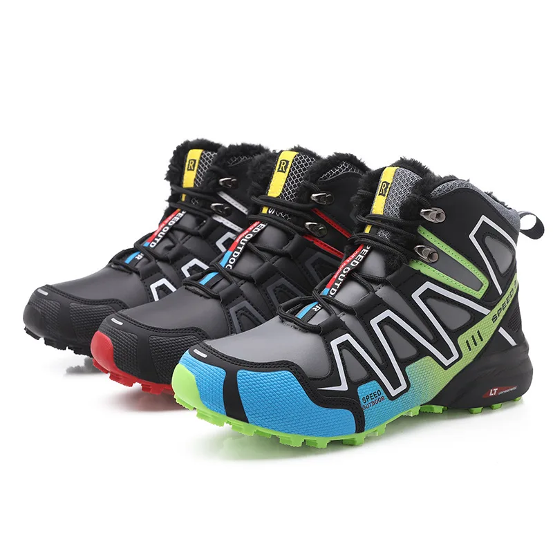 Outdoor Waterproof Hiking Running Boots Anti-slip Lace-up Mountain Shoes Trail Walking Climbing Tactical Boots Men Hiking Shoes