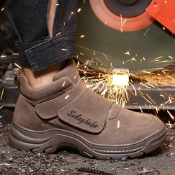 Hot selling industrial protective welding suede safety shoes men work shoes construction safety shoes with velcroo