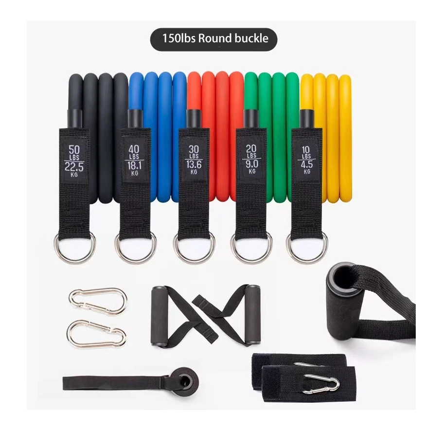 Fitness natural tree latex resistance elastic band gym 11pcs one set for indoor exercise