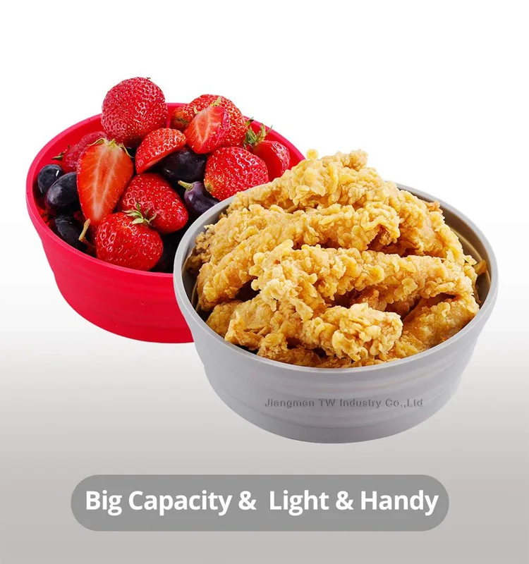 Expandable Portable Collapsible Dog Folding Silicone Foldable Food Bowl for Camping Hiking Travel Sport