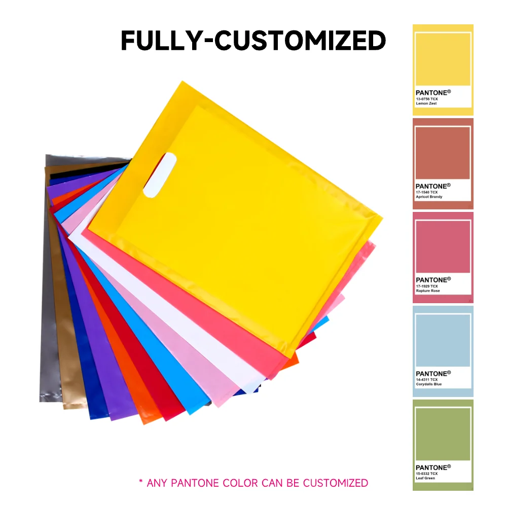 Wholesale Custom Logo Polyethylene Flat Mouth Four Finger Plastic Jewelry Bag Hand Ring Die Cut Plastic Shopping Bag