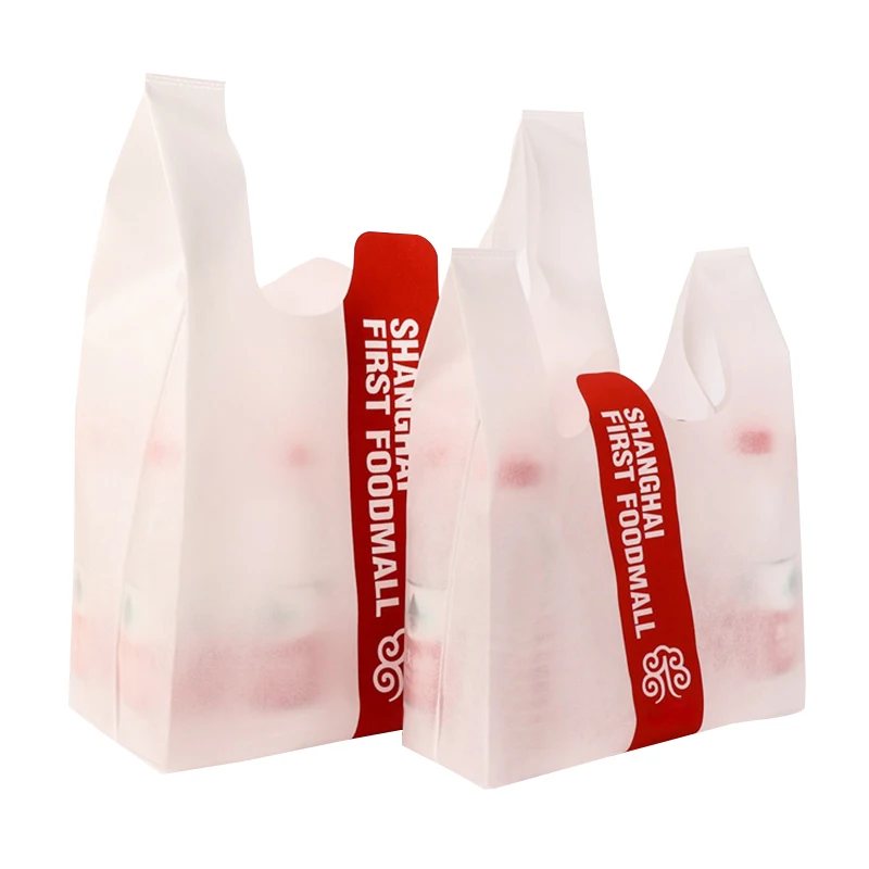 Simple design, strong bearing capacity, non-woven vest bag for supermarket shopping