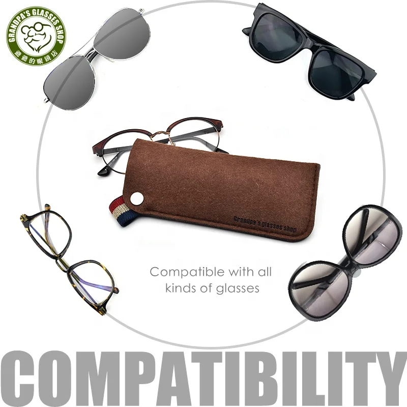 Natural Soft Felt Storage Pouch Bag Sleeve Slip-In Slim estuche para gafas de sol Sunglasses Case Custom Logo Glasses Cases