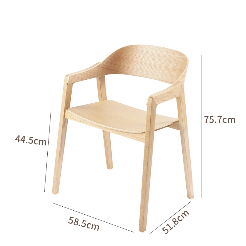 Hot Sale Hotel Restaurant Wholesale Nordic Upholstered Dining Chair Pu Leather Wooden Dining Armchair