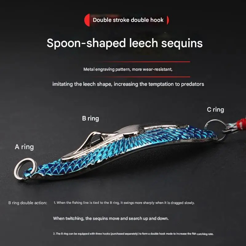 5g 7g 10.5g 14g Leech sequin feather Treble hook spoon type long-distance casting freshwater metal jig fishing lure bait