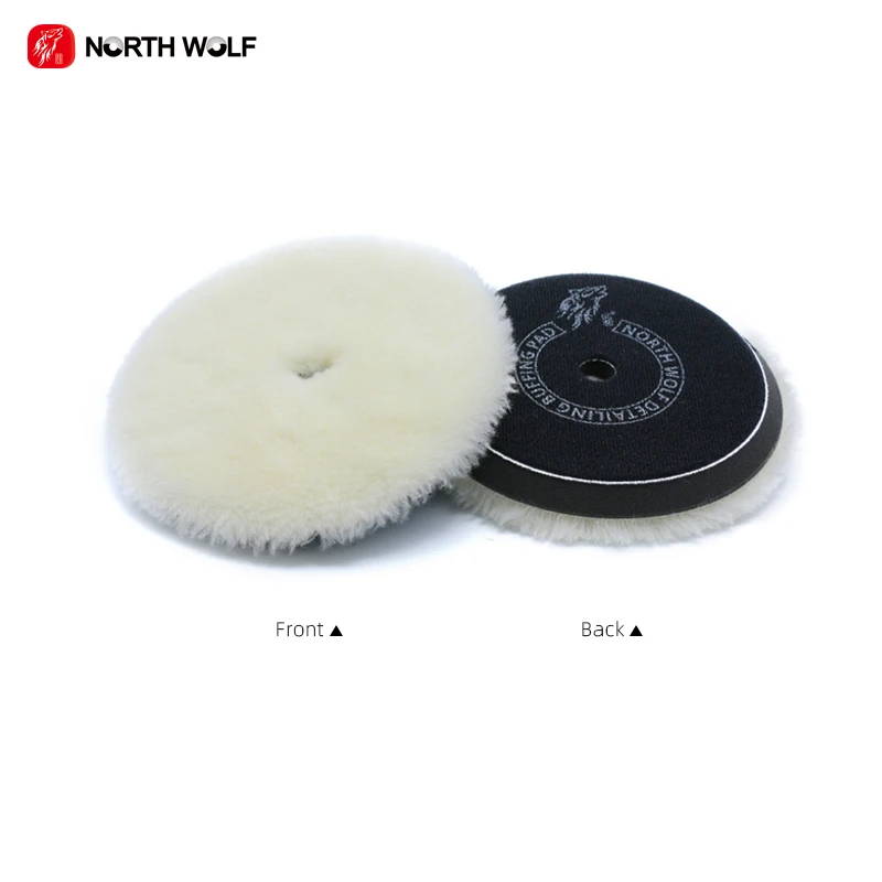 North Wolf Polishing Wool Lamb Buffing Pad 5inch White Wool Finishing Pad For Car Detailing