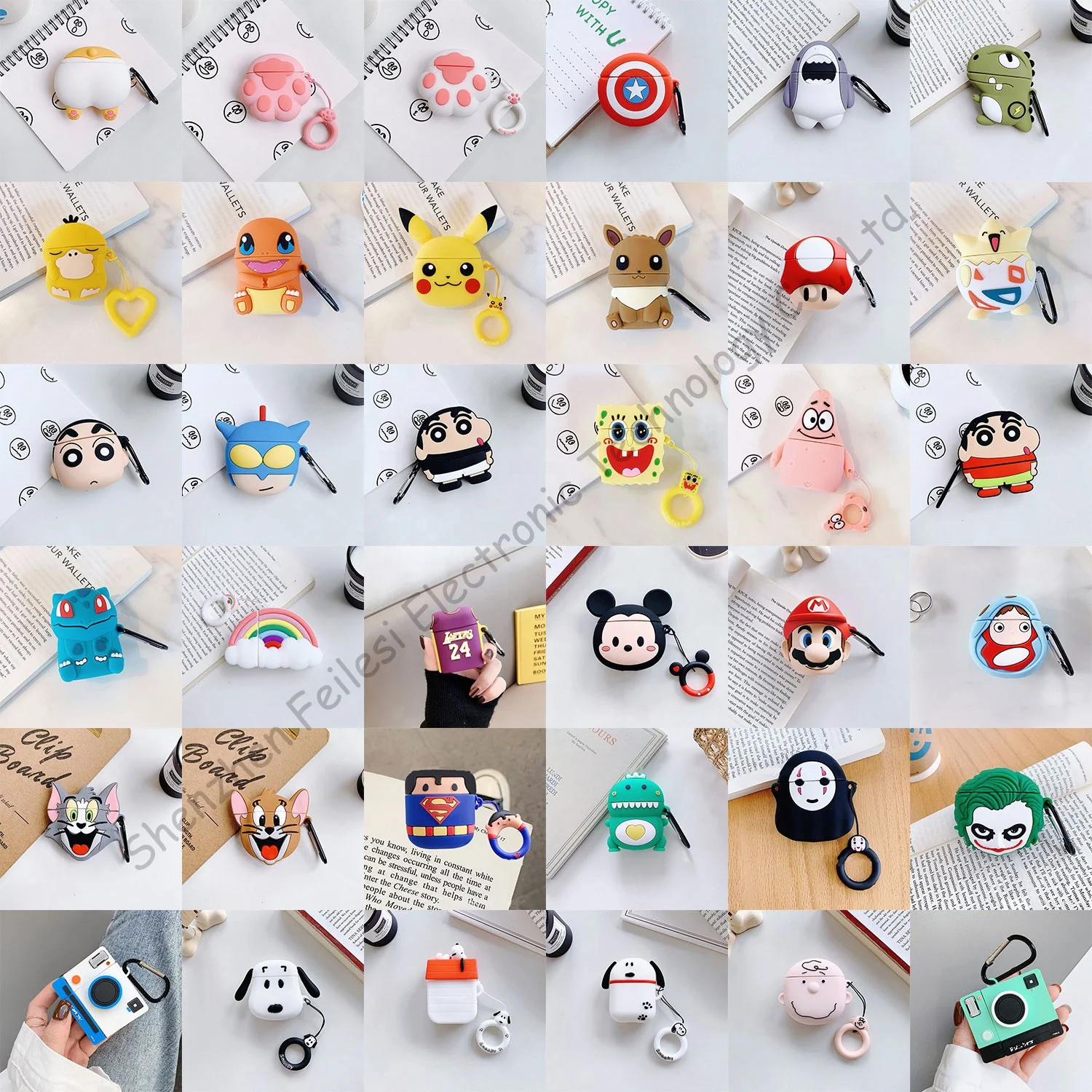 Лидер продаж, силиконовый чехол Aipods с милым мультяшным 3D Дизайном любимых персонажей для Airpods
