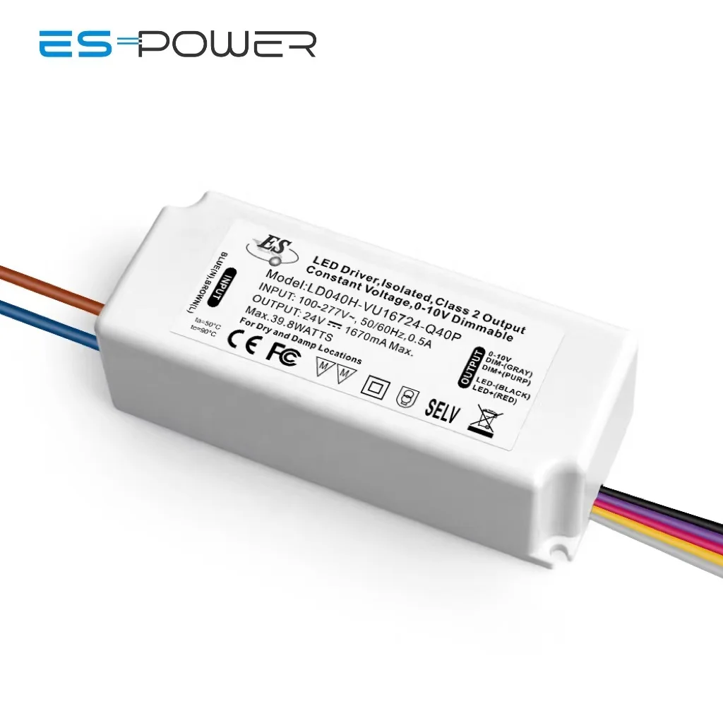ES EC FCC SELV 40W 48V 0.83A AC-DC Constant Voltage LED Driver with 2-10V Dimming