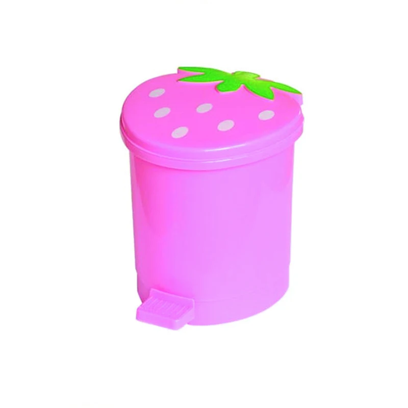Pedal Garbage Bin Tabletop Mini Cute Fruit Shape Dustbin Desktop Trash Can Small Plastic Desktop Waste Bin