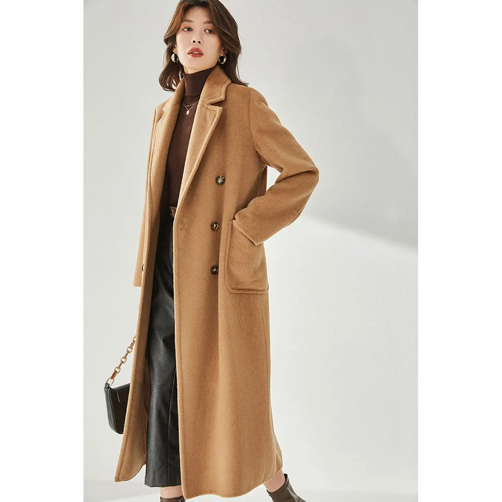 2023 Professional Manufacture ODM&OEM Custom Mongolia  Autumn Winter Cashmere Wool Coat Women