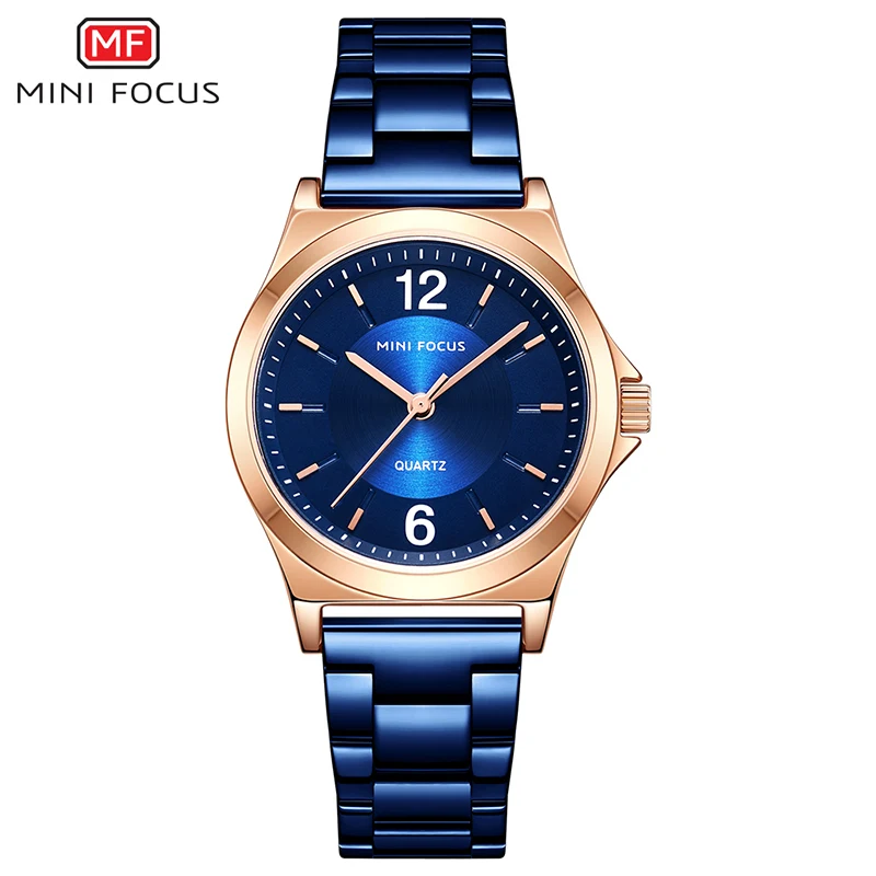 MINI FOCUS 0308L Women Simple  Watches Luxury  Rose Gold Stainless Steel Quartz Watch Woman Ladies Fashion Waterproof Wristwatch