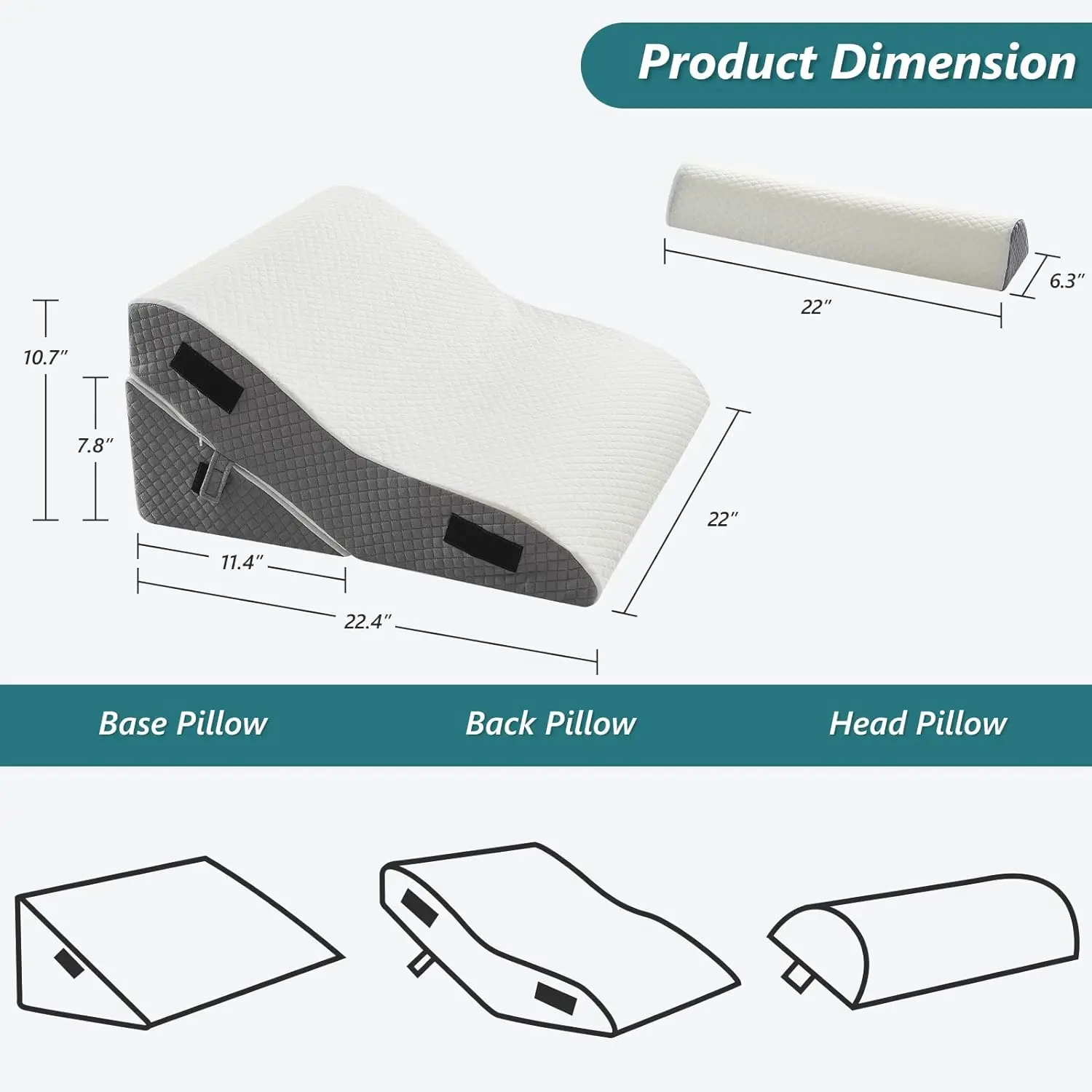 3 PCS Upgraded Bed Wedge Pillow for Sleeping - 35D Post Surgery Pillow for Back Leg Pain Relief