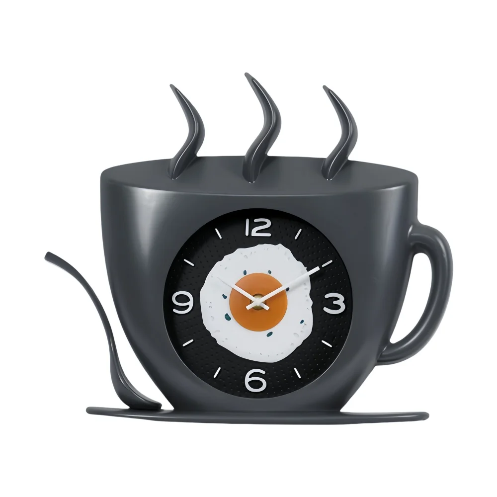 35cm Modern wall art home decor Hot sell Coffee Teapot Shape Kitchen Plastic Wall Clock for Dining Room