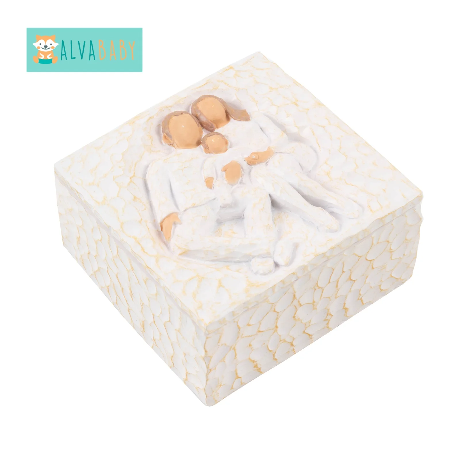 ALVABABY Sculpted Hand-Painted Keepsake Box Baby Tooth Keepsakes Boxes Souvenirs Gift Resin Crafts