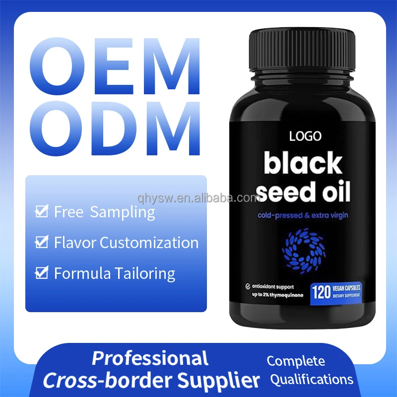 OEM ODM Black Seed Oil Capsules Organic Healthcare Supplement Boost lmmunity  Black Seed Oil Capsules For Hair Growth