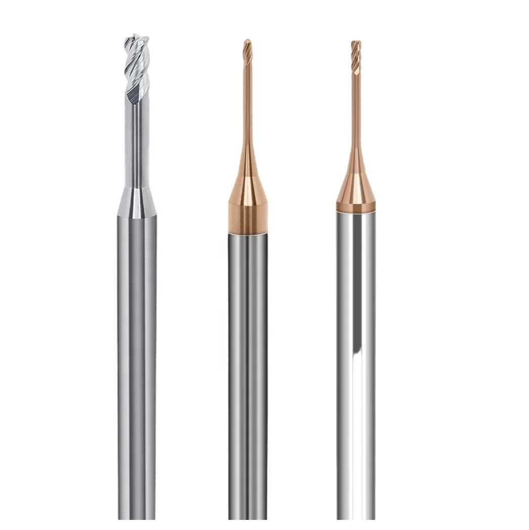 China Hot sale custom Metal Milling Cutter micro Router Bits Square End Mill HRC 45/55/60/70 2 flute Long Neck Square Endmill