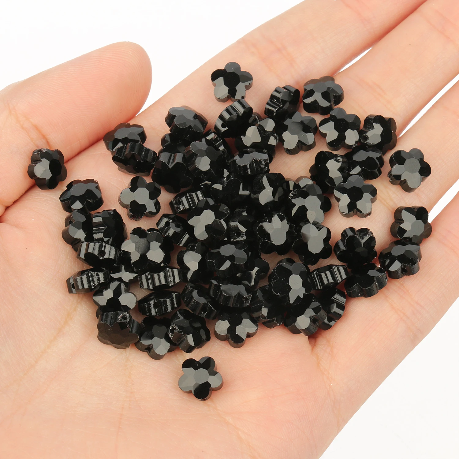8MM Faceted Flower Shape Black/White/Blue Glass Crystal Beads For Bracelet Jewelry Making DIY