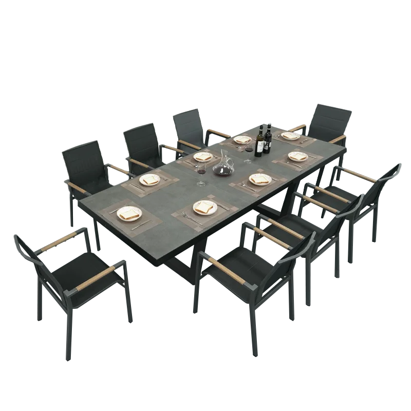 Cast Iron Patio Aluminum Furniture Terrace Aluminum Outdoor Dining Room Round Armchair Outdoor Garden Furniture Chair And Table